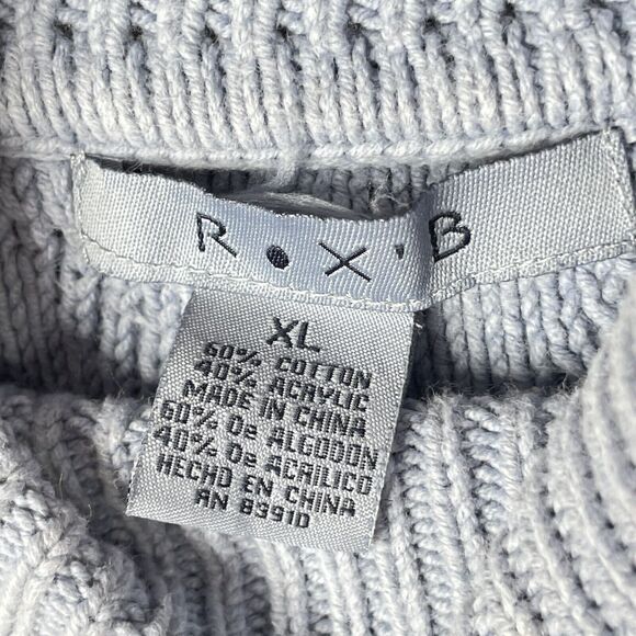 Y2K Blue Cable Knit Turtleneck Sweater Pullover Pom Pom XL Coquette Fairy Grunge - Picture 5 of 9